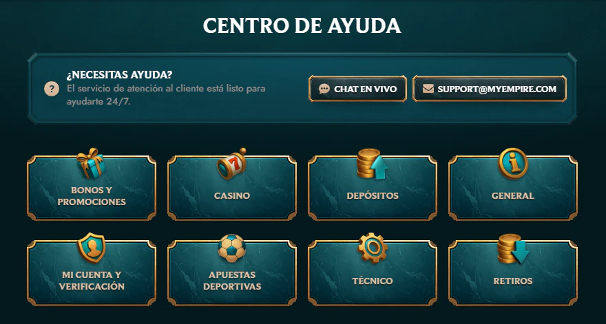 MyEmpire Casino atención al cliente
